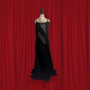 Y2K SHEER BLACK SWIRL GOWN FREDERICKS OF HOLLYWOOD